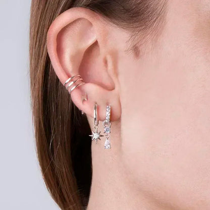 Celeste Crystal Silver Hoops