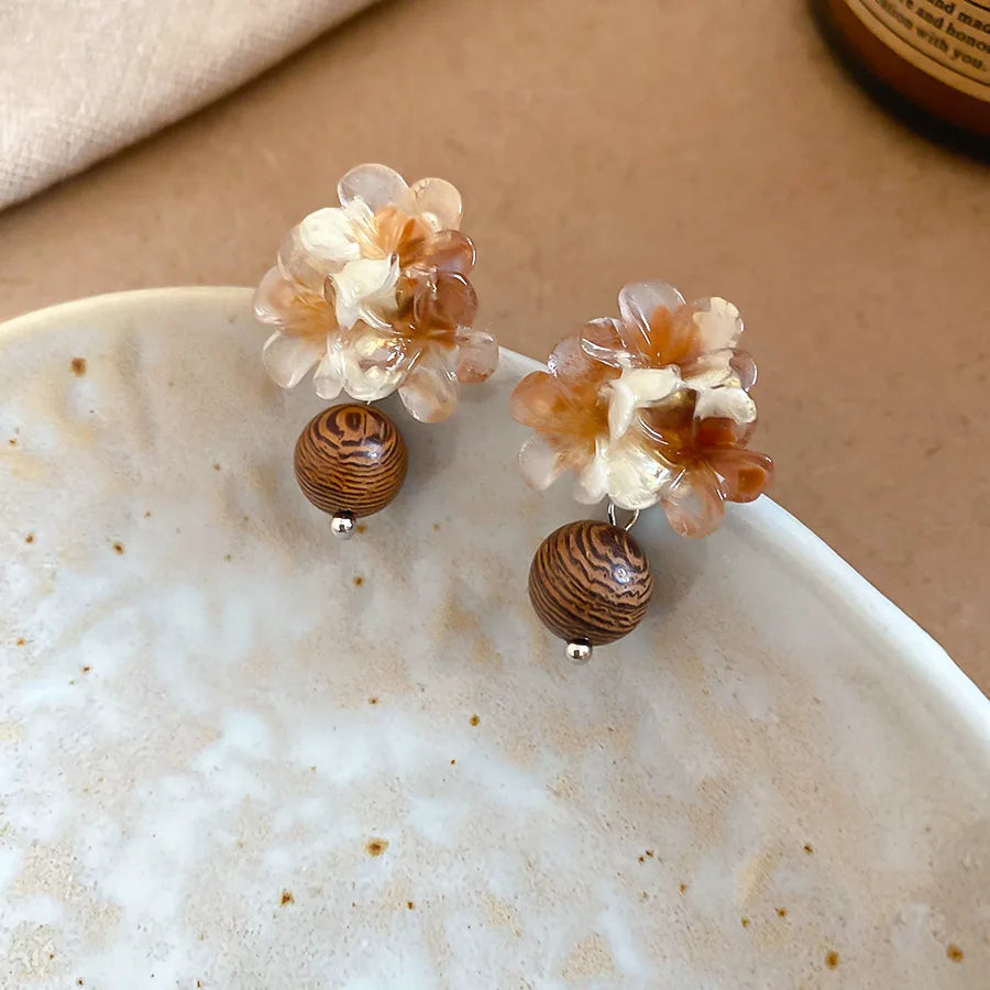 Celeste Amber Bloom Studs