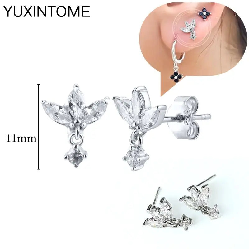 Celeste Crystal Silver Hoops