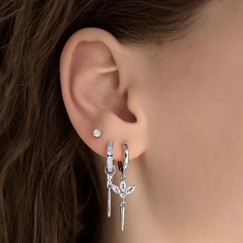 Celeste Crystal Silver Hoops