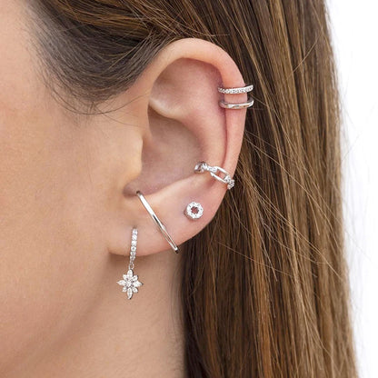 Celeste Crystal Silver Hoops