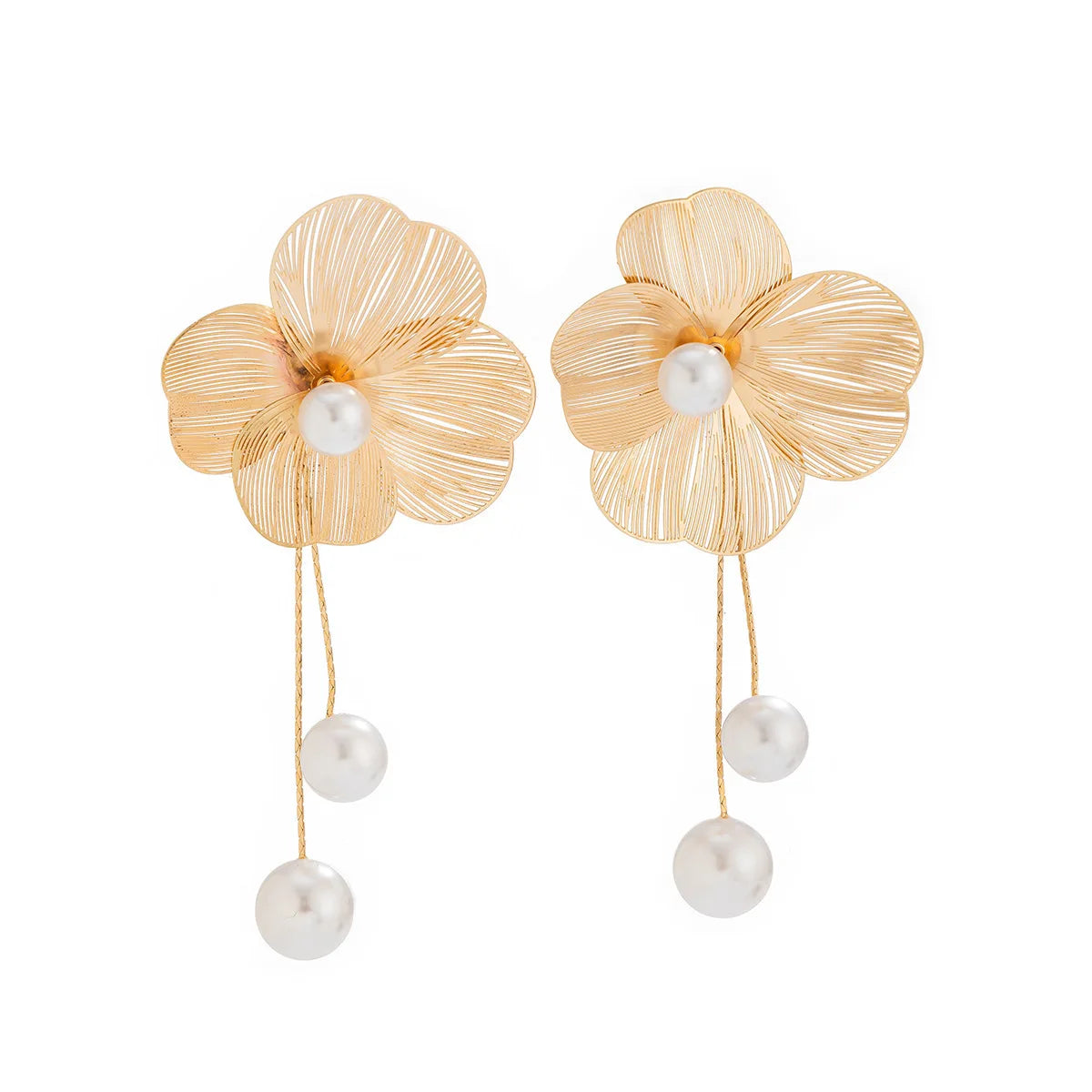 Celeste Pearl Bloom Tassel Earrings