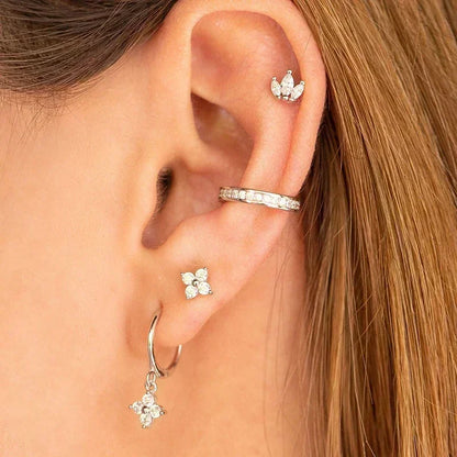 Celeste Crystal Silver Hoops