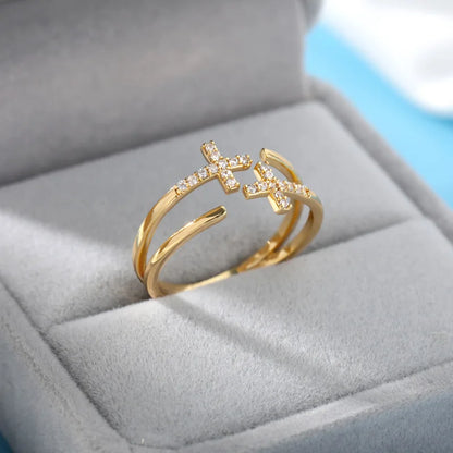 Gold Zircon Geometry Ring