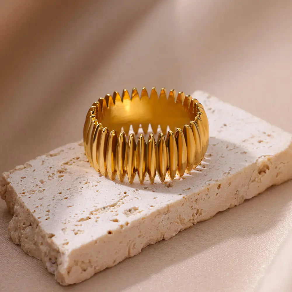Gold Stripe Statement Ring