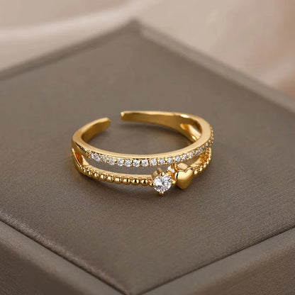 Gold Zircon Geometry Ring