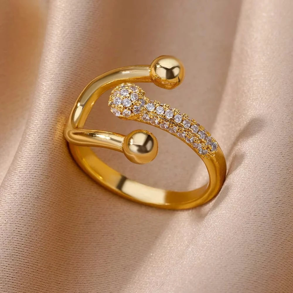 Gold Zircon Geometry Ring