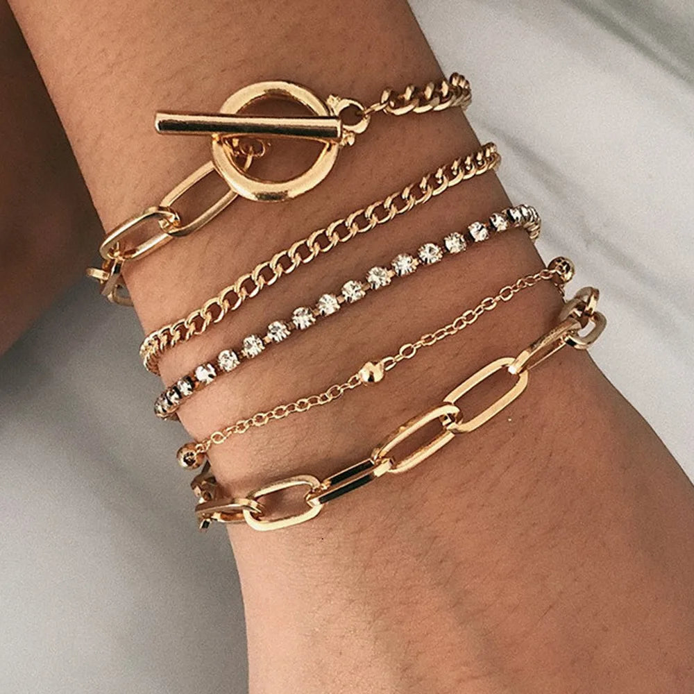 Rainbow Crystal Chain Bracelet