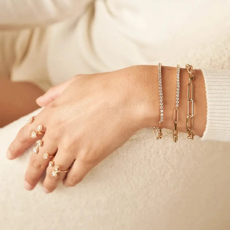 Rainbow Crystal Chain Bracelet