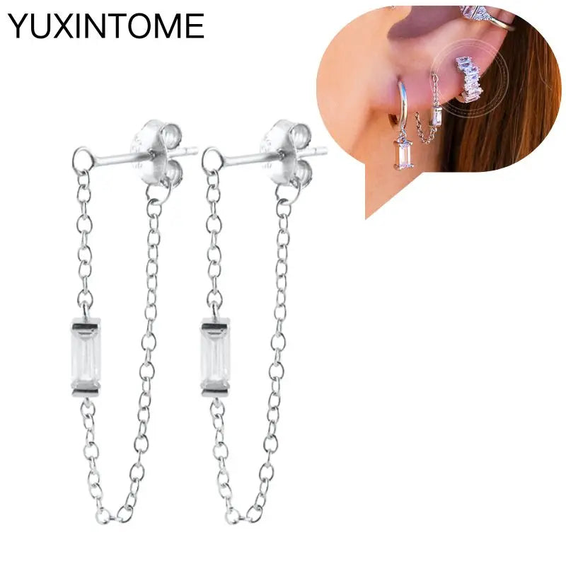 Celeste Crystal Silver Hoops