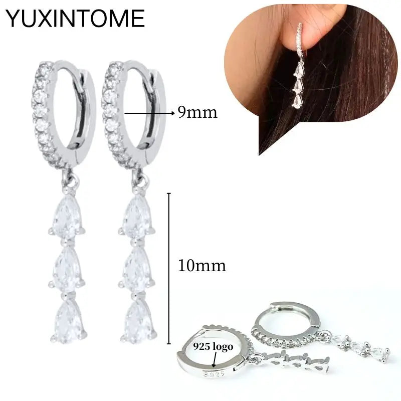 Celeste Crystal Silver Hoops