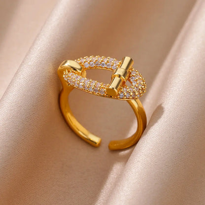 Gold Zircon Geometry Ring