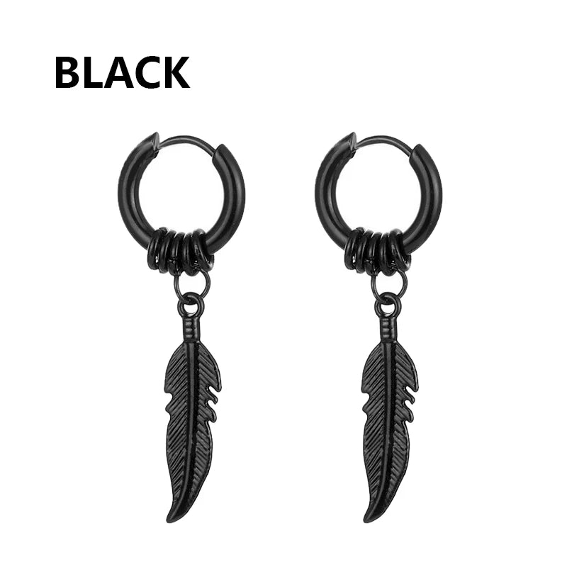 Celeste Cross Feather Studs