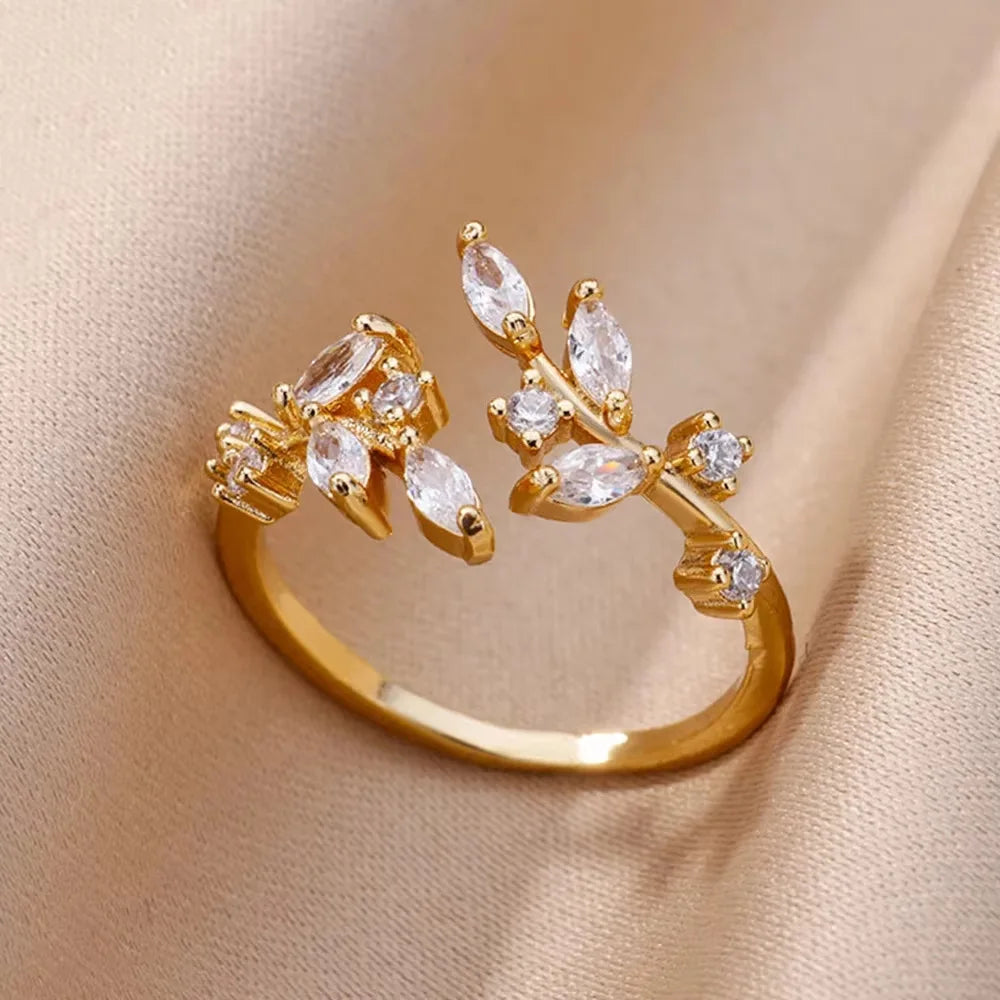 Gold Zircon Geometry Ring