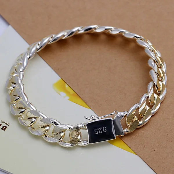 Celeste Square Chain Silver Bracelet