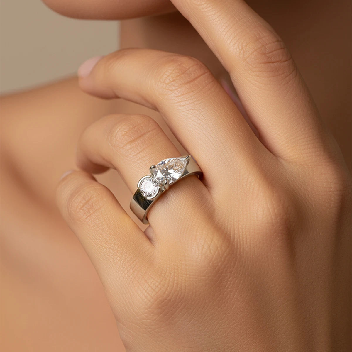 Sparkling Pear Drop Ring