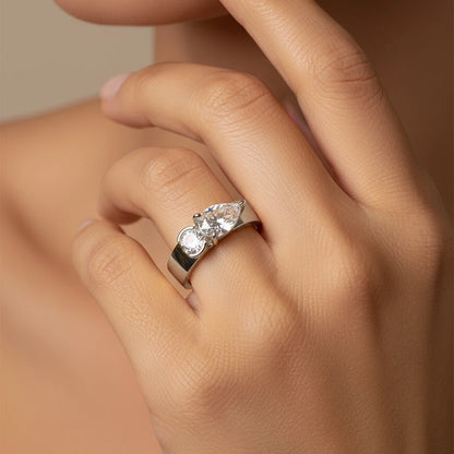 Sparkling Pear Drop Ring