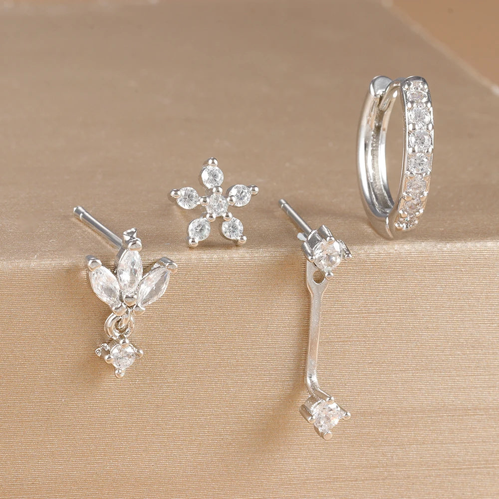 Celeste Gold Huggie & Flower Set