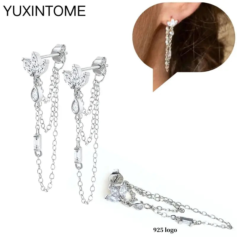 Celeste Crystal Silver Hoops