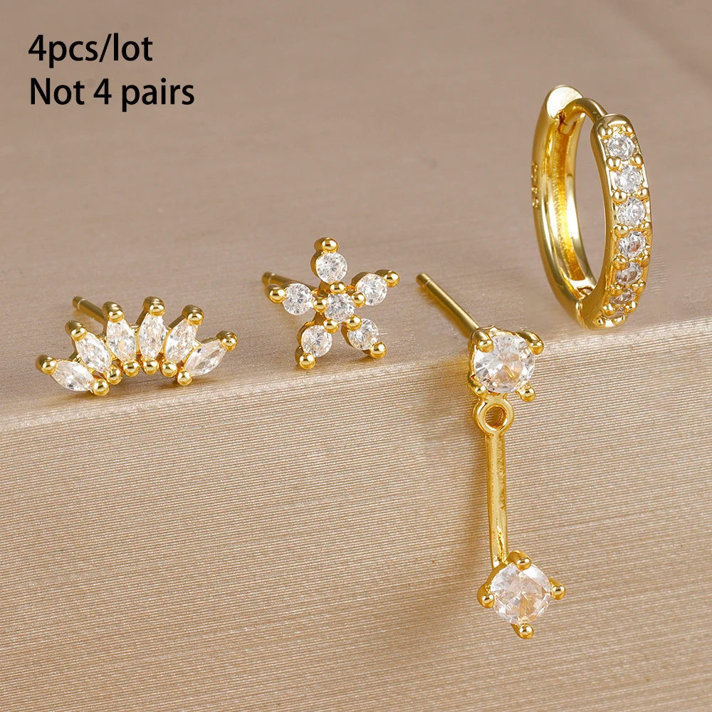 Celeste Gold Huggie & Flower Set