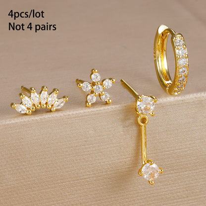 Celeste Gold Huggie & Flower Set