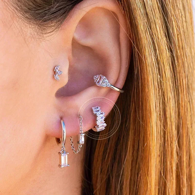 Celeste Crystal Silver Hoops