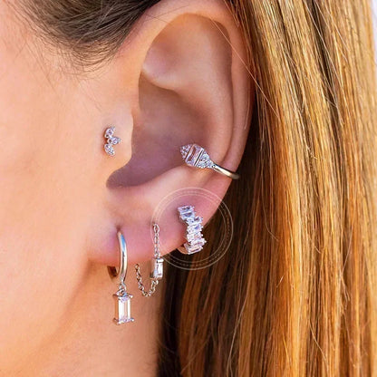 Celeste Crystal Silver Hoops