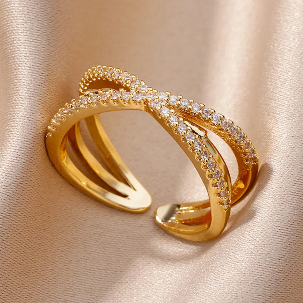 Gold Zircon Geometry Ring