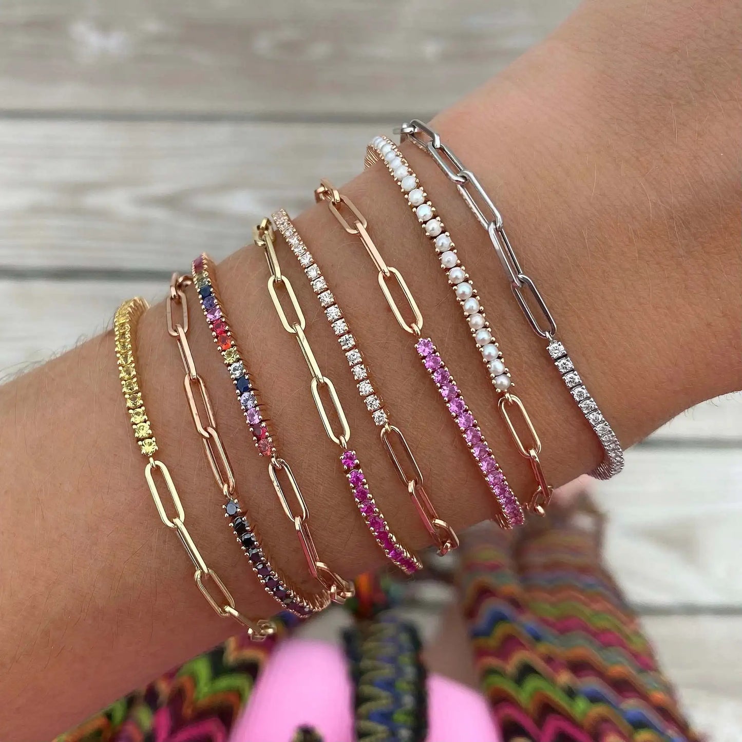 Rainbow Crystal Chain Bracelet