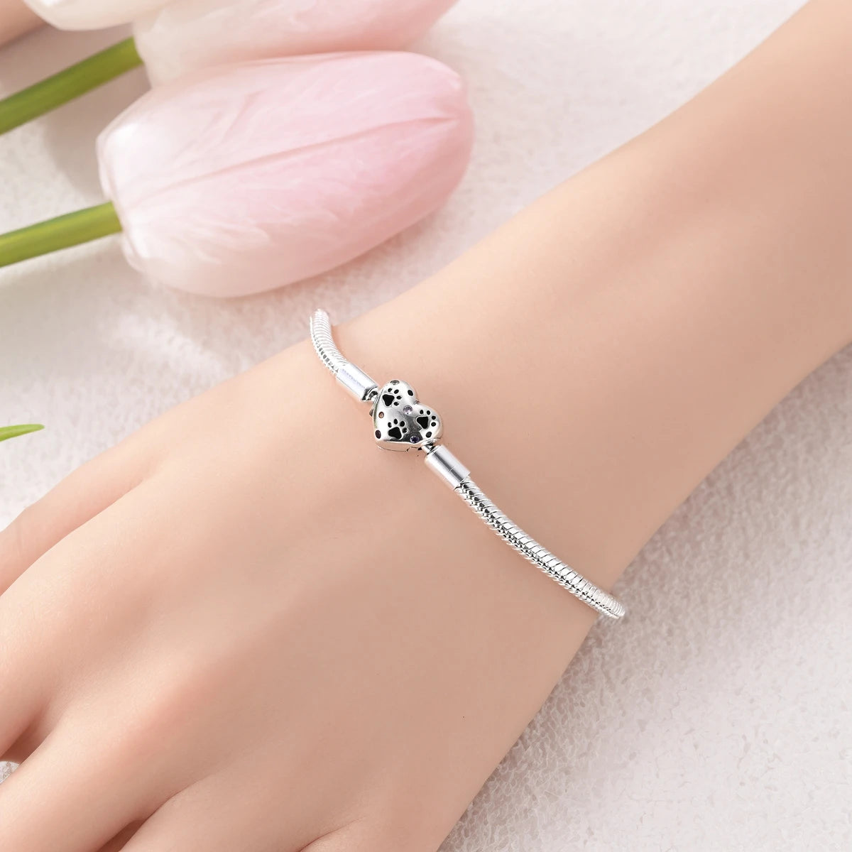 Celeste Heart Charm Snake Bracelet