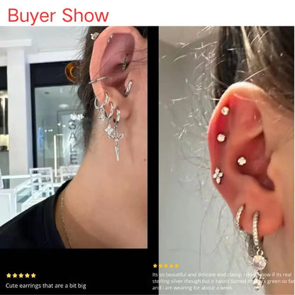 Celeste Crystal Silver Hoops
