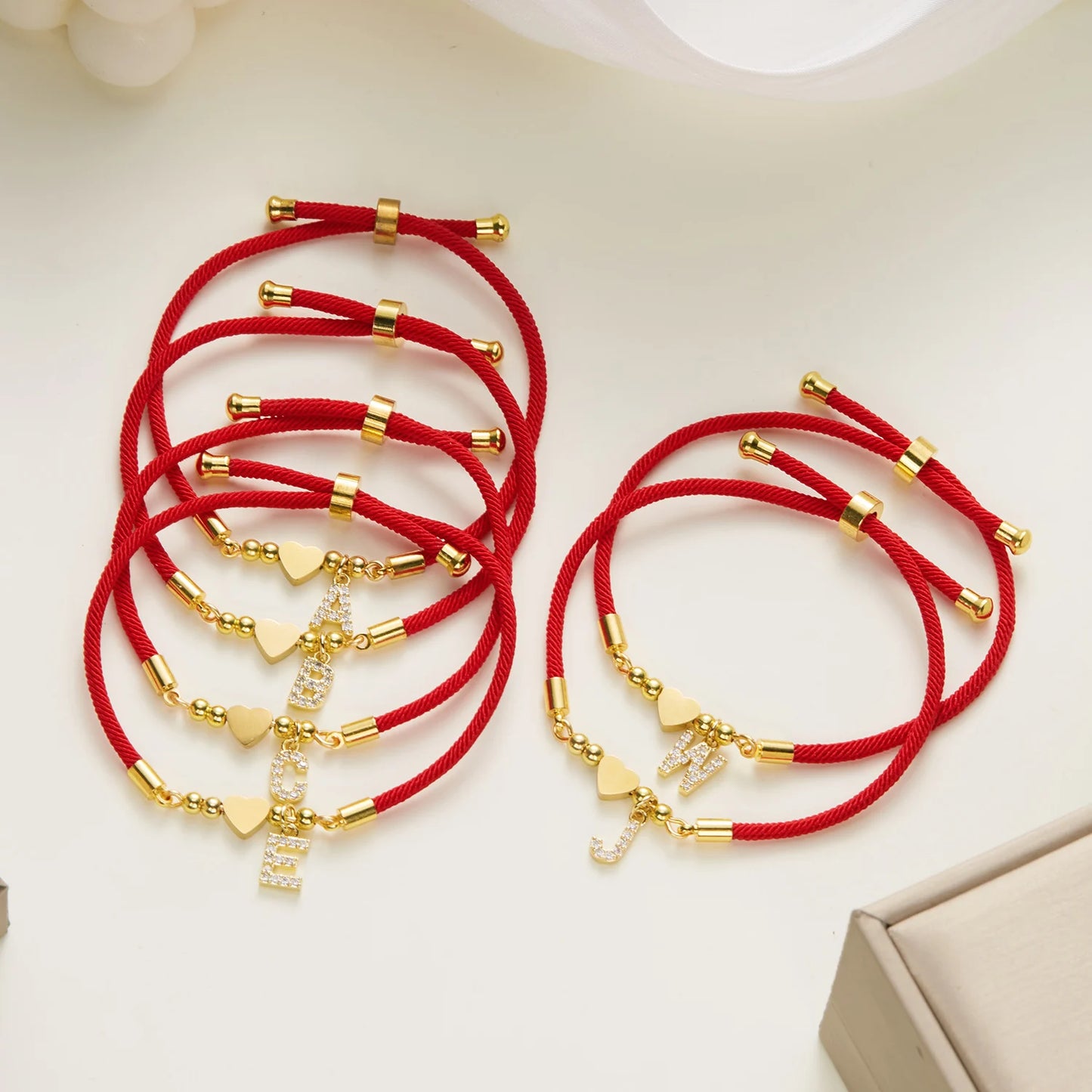 Celeste Heart Initial Rope Bracelet