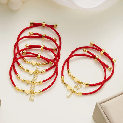 Celeste Heart Initial Rope Bracelet