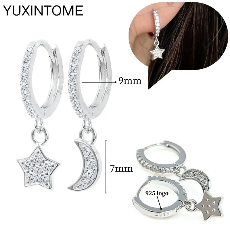 Celeste Crystal Silver Hoops