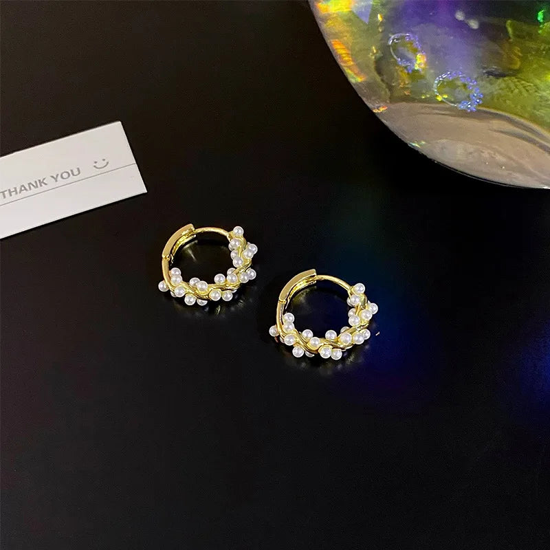 Celeste Pearl Circle Earrings