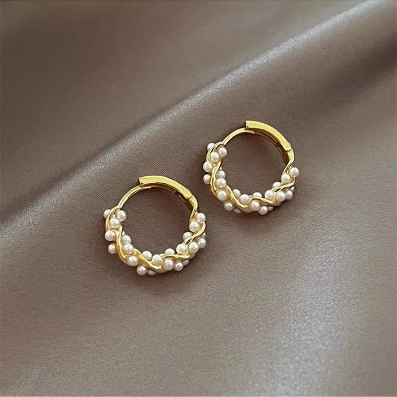 Celeste Pearl Circle Earrings