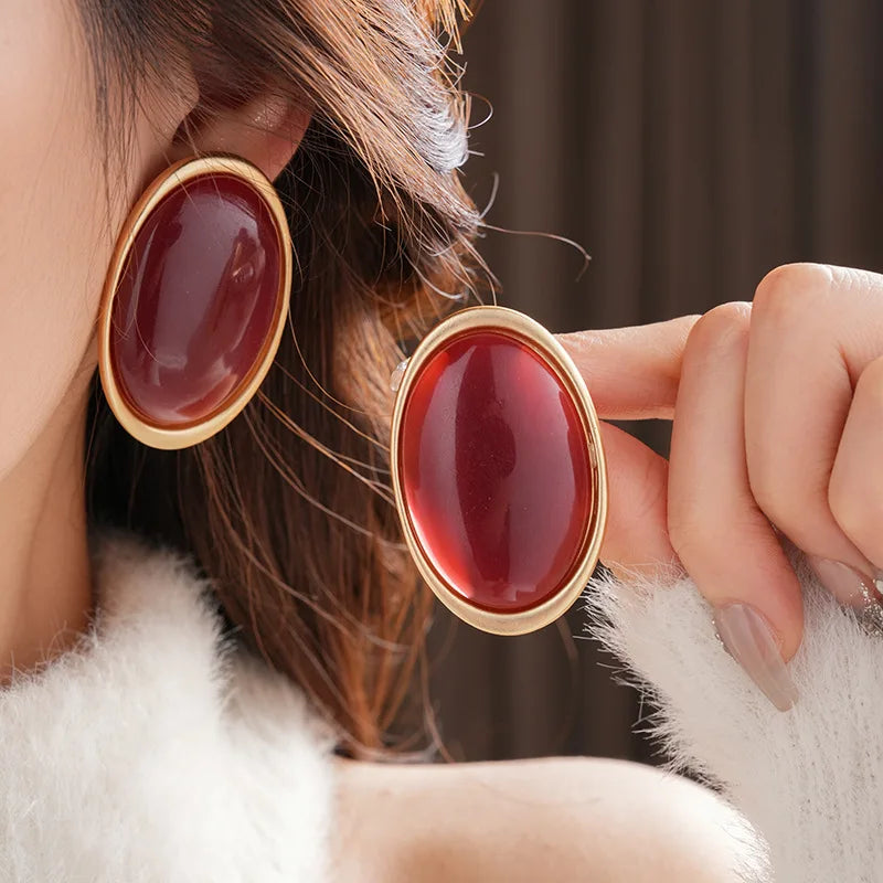 Celeste Ruby Oval Studs