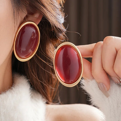 Celeste Ruby Oval Studs