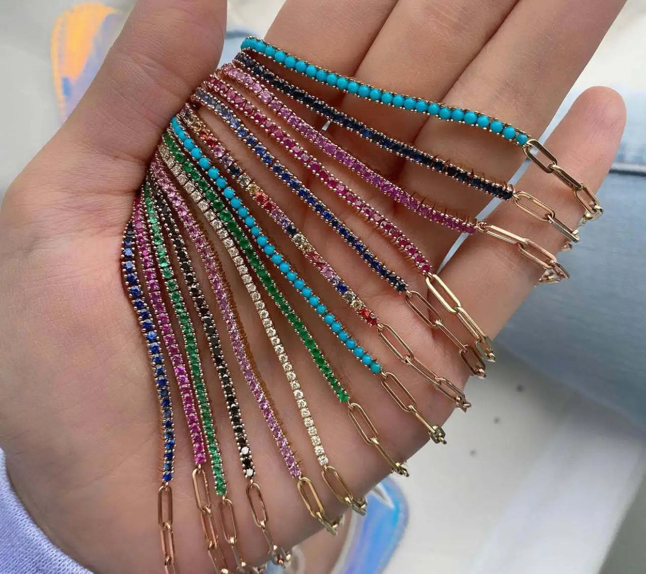 Rainbow Crystal Chain Bracelet