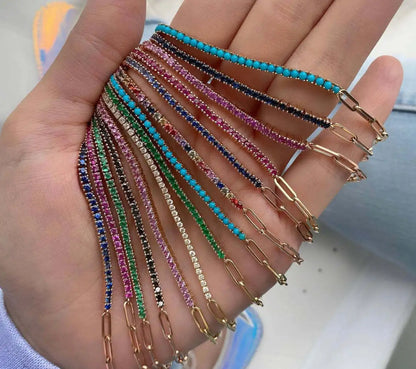 Rainbow Crystal Chain Bracelet
