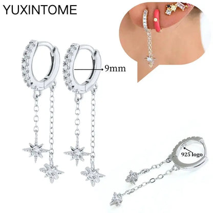 Celeste Crystal Silver Hoops