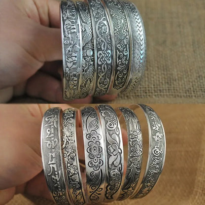 Retro Tibetan Silver Bangle