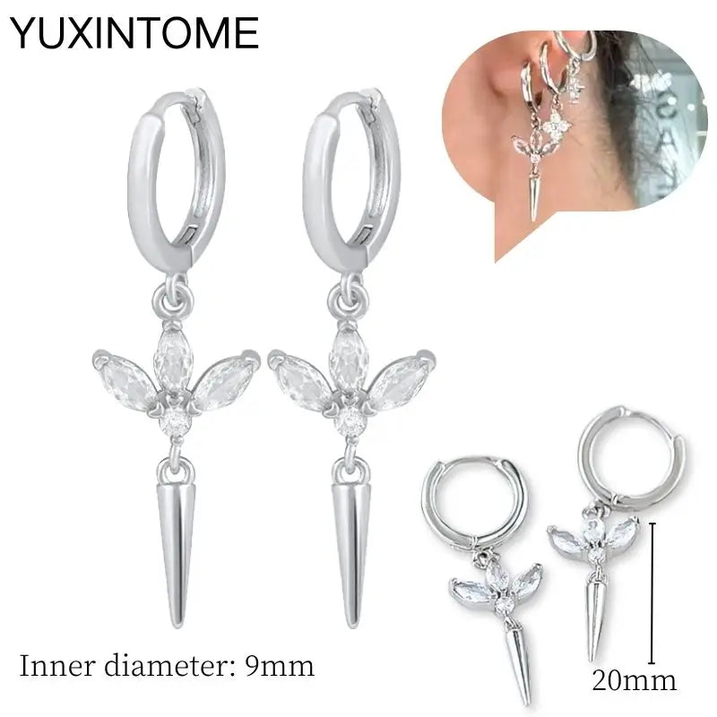 Celeste Crystal Silver Hoops