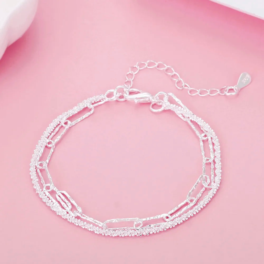 Celeste Square Chain Silver Bracelet